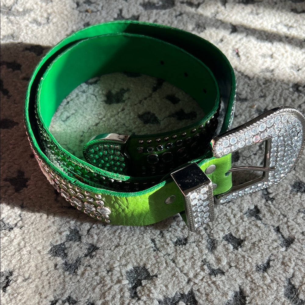 Green Rhinestone Belt